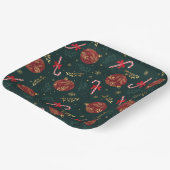 キャンディカネススノーフレーク赤いクリスマスボールグリーン ペーパープレート (傾斜あり)