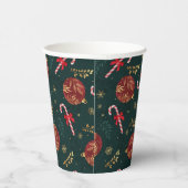 キャンディカネススノーフレーク赤いクリスマスボールグリーン 紙コップ (右)