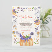 キャンディカボンプキン幽霊ハロウィーンベビー醸造シャワー サンキューカード (スタンド正面)