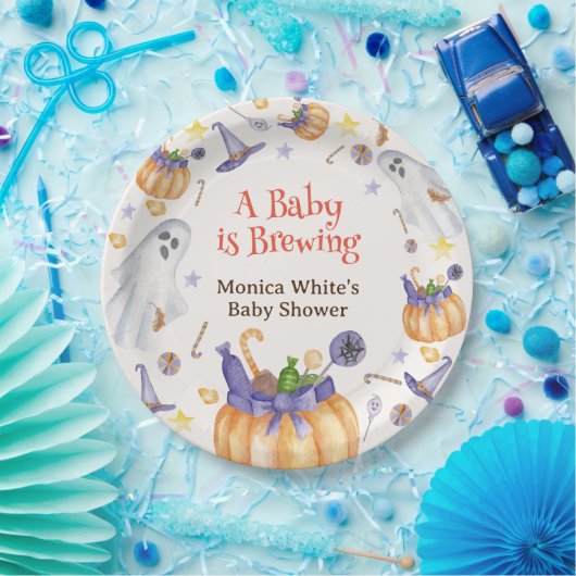 キャンディカボンプキン幽霊ハロウィーンベビー醸造シャワー ペーパープレート (パーティー)