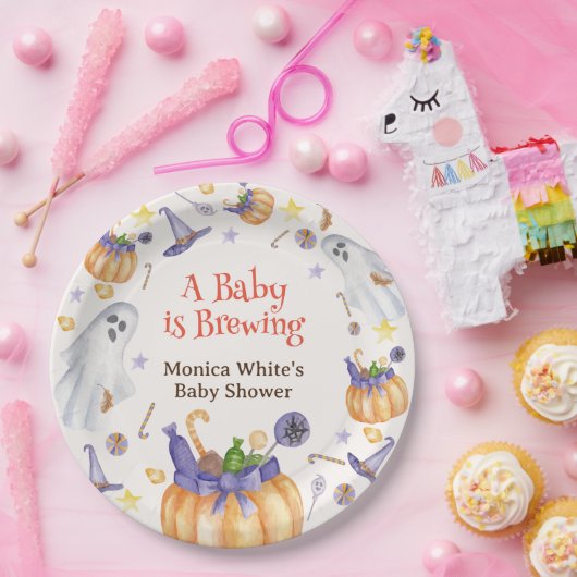 キャンディカボンプキン幽霊ハロウィーンベビー醸造シャワー ペーパープレート (パーティー)
