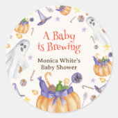 キャンディカボンプキン幽霊ハロウィーンベビー醸造シャワー ラウンドシール (正面)