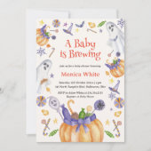 キャンディカボンプキン幽霊ハロウィーンベビー醸造シャワー 招待状 (正面)