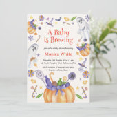 キャンディカボンプキン幽霊ハロウィーンベビー醸造シャワー 招待状 (スタンド正面)