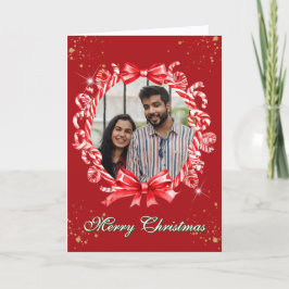 キャンディカラフルケインリース折り畳みホリデーカード シーズンカード