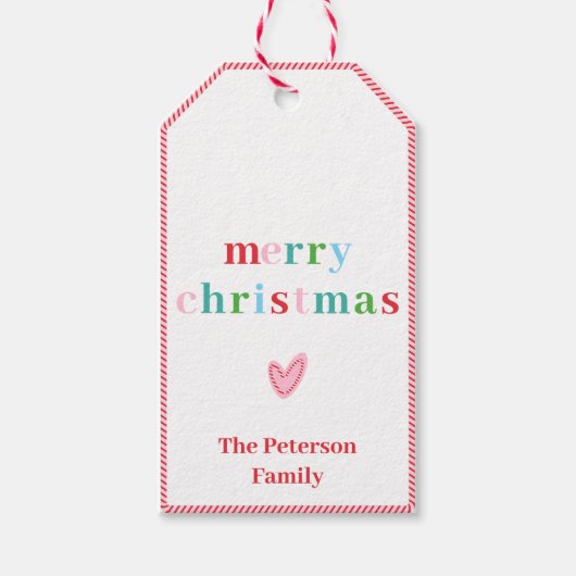 キャンディカラフルケーンクリスマスギフトラベル ギフトタグ (正面)