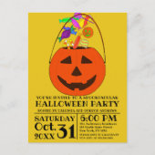 キャンディカラフルジャックO'ランタンバケットハロウィーン インビテーションポストカード (正面)