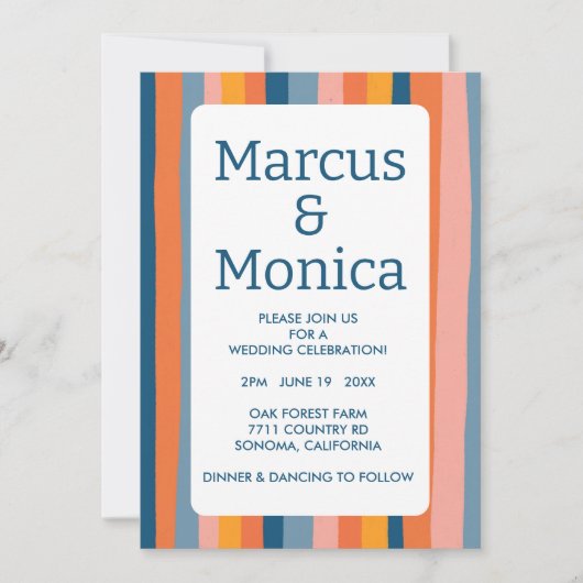 キャンディカラフルストライプーズが明はっきりしたるく結婚なる 招待状 (正面)