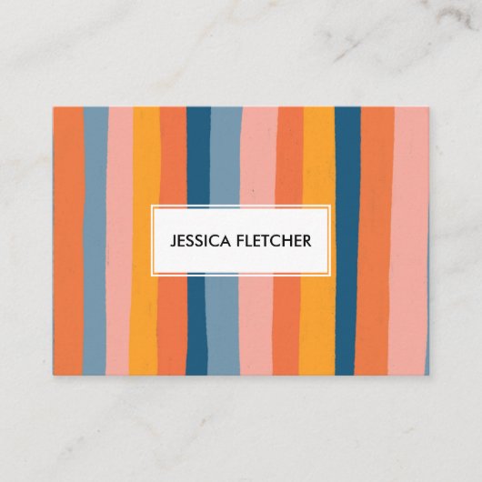 キャンディカラフルストライプーミニマルカッコいいリストシック 名刺 (正面)