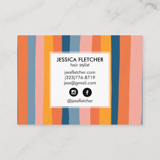 キャンディカラフルストライプーミニマルカッコいいリストシック 名刺 (裏面)