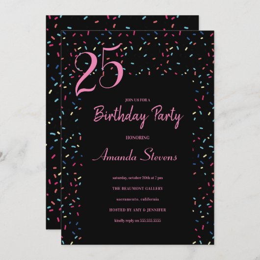 キャンディカラフルドリップスパターン誕生日 招待状 (正面/裏面)