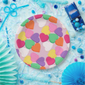 キャンディカラフルハート ペーパープレート (パーティー)