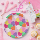 キャンディカラフルハート ペーパープレート (パーティー)