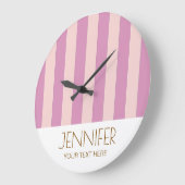 キャンディカラフルラベンダーパーレカラーモダンストライプ ラージ壁時計 (傾斜)