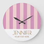 キャンディカラフルラベンダーパーレカラーモダンストライプ ラージ壁時計 (正面)