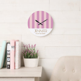 キャンディカラフルラベンダーパーレカラーモダンストライプ ラージ壁時計