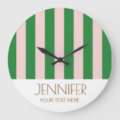 キャンディカラフルレインボーカラーブロックモダンストライプ ラージ壁時計 (正面)