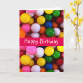 キャンディカラフルレインボーガムボール誕生日 カード (黄色い花)