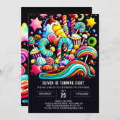 キャンディカラフルワンダーランド誕生日 招待状 (正面/裏面)