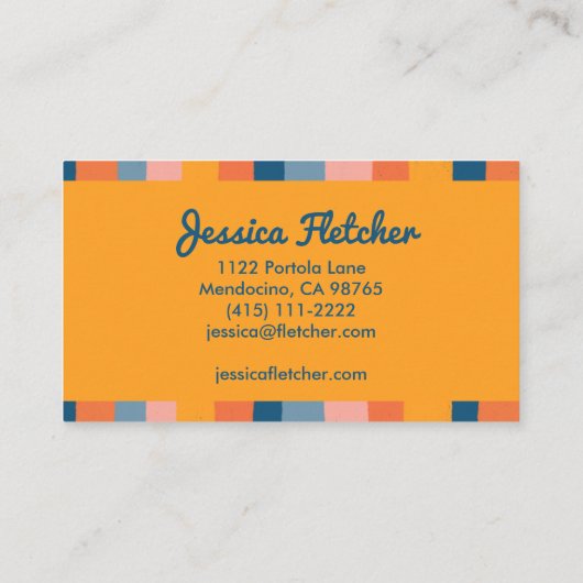 キャンディカラフルーストライプミニマリストオレンジ 名刺 (裏面)