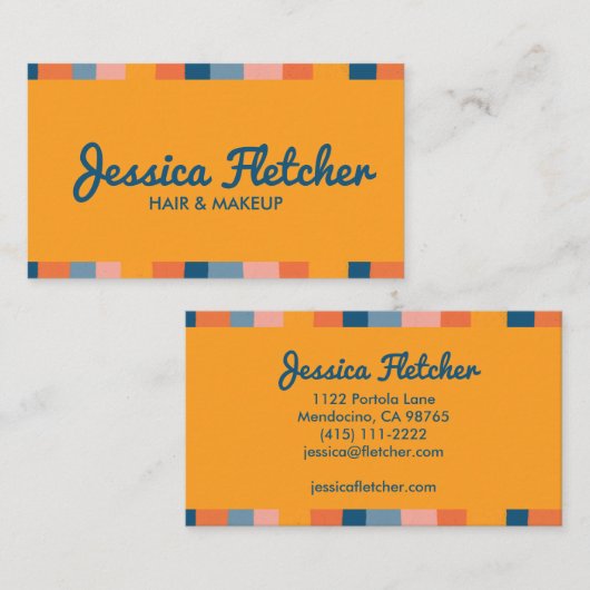 キャンディカラフルーストライプミニマリストオレンジ 名刺 (正面/裏面)