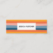 キャンディカラフルーストライプミニマリストシックQRコード スキニー名刺 (正面)