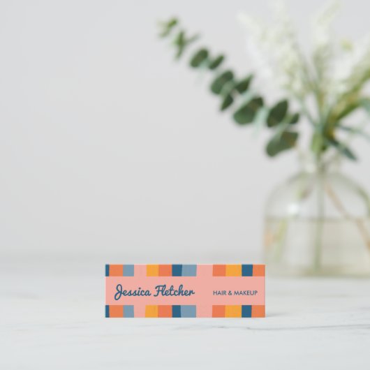 キャンディカラフルーストライプミニマリストピンク スキニー名刺 (スタンド正面)