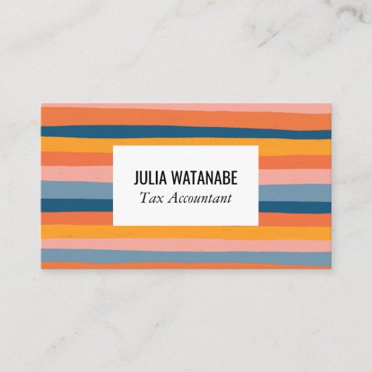 キャンディカラフルーストライプQRコードソーシャルメディアシック 名刺 (正面)