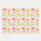 キャンディカラフルー爆発棒つきキャンデーオレンジピンクレッド ラッピングペーパーシート (正面3)