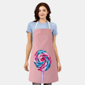 キャンディカラフル棒つきキャンデーウォーターカラーアート エプロン (着用した状態)