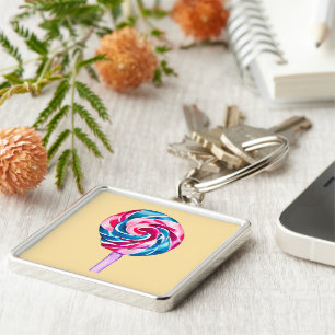 キャンディカラフル棒つきキャンデーウォーターカラーアート キーホルダー