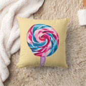 キャンディカラフル棒つきキャンデーウォーターカラーアート クッション (ブランケット)