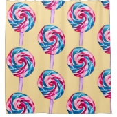 キャンディカラフル棒つきキャンデーウォーターカラーアート シャワーカーテン (正面)