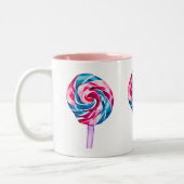 キャンディカラフル棒つきキャンデーウォーターカラーアート ツートーンマグカップ (左)