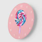 キャンディカラフル棒つきキャンデーウォーターカラーアート ラージ壁時計 (傾斜)