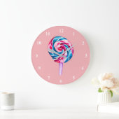 キャンディカラフル棒つきキャンデーウォーターカラーアート ラージ壁時計 (ホーム)