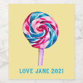 キャンディカラフル棒つきキャンデーウォーターカラーアート ワインラベル (シングルラベル)