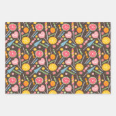 キャンディカラフル爆発棒つきキャンデーブルーオレンジレッド ラッピングペーパーシート (正面)