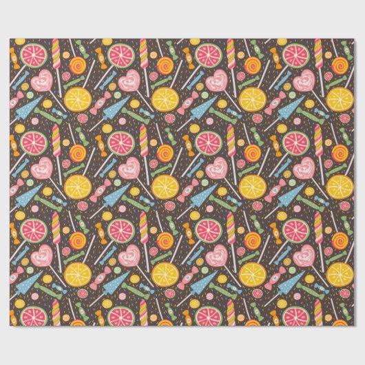 キャンディカラフル爆発棒つきキャンデーブルーオレンジレッド ラッピングペーパー (フラット)