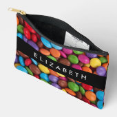 キャンディカラフル、キャンディボタン、スイーツ、お名前 アクセサリーポーチ (見開き)