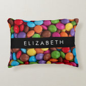 キャンディカラフル、キャンディボタン、スイーツ、お名前 アクセントクッション (正面)