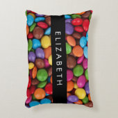 キャンディカラフル、キャンディボタン、スイーツ、お名前 アクセントクッション (正面(垂直))