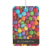 キャンディカラフル、キャンディボタン、スイーツ、お名前 カーエアーフレッシュナー (正面)