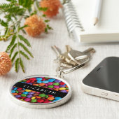 キャンディカラフル、キャンディボタン、スイーツ、お名前 キーホルダー (側面)