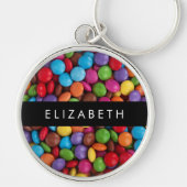 キャンディカラフル、キャンディボタン、スイーツ、お名前 キーホルダー (正面)