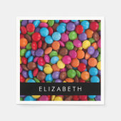 キャンディカラフル、キャンディボタン、スイーツ、お名前 スタンダードカクテルナプキン (正面)