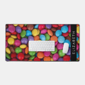 キャンディカラフル、キャンディボタン、スイーツ、お名前 デスクマット (キーボード&マウス)