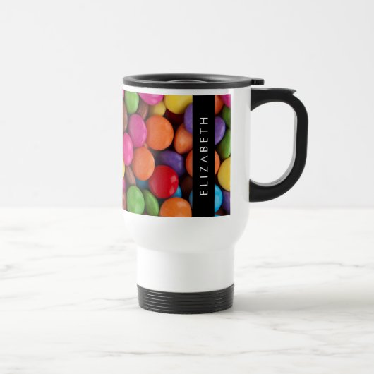 キャンディカラフル、キャンディボタン、スイーツ、お名前 トラベルマグ (右)