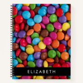 キャンディカラフル、キャンディボタン、スイーツ、お名前 ノートブック (正面)