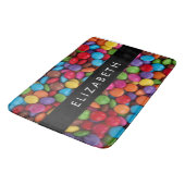 キャンディカラフル、キャンディボタン、スイーツ、お名前 バスマット (アングル)